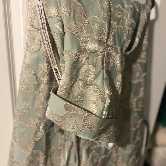 Azazie Florentine Strapless Floral Gown in Blue and Gold 10 floor length - Picture 8 of 9